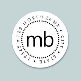 Dotty Monogram - Round Address Label - The Note House