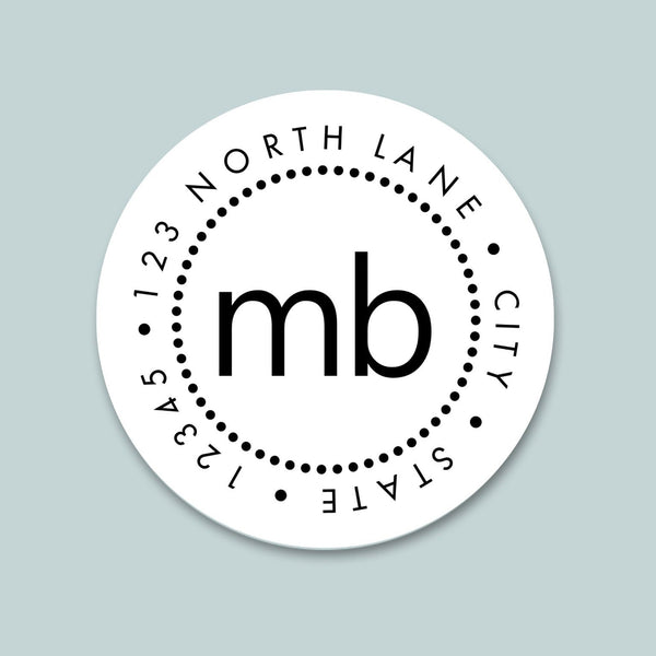 Dotty Monogram - Round Address Label - The Note House
