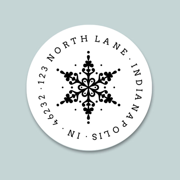 Elegant Snowflake - Round Address Label - The Note House