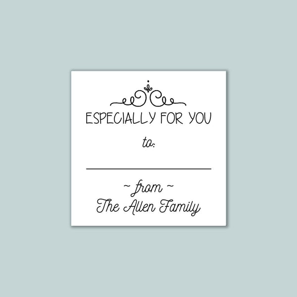 Elegant Swirl - Personalized Square Gift Sticker - The Note House