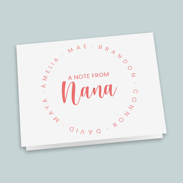 Family Circle Notes from Nana - Personalized Folded Note Card