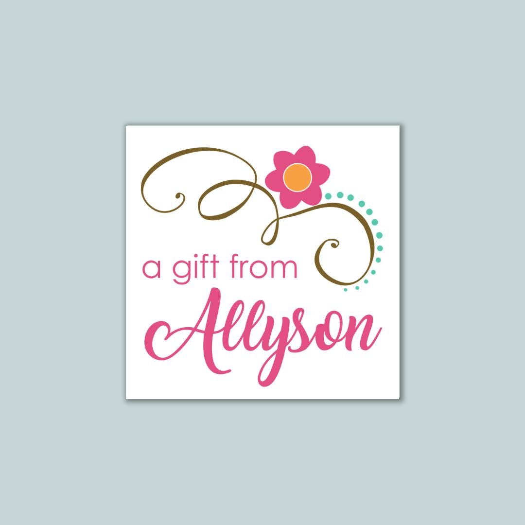 Flower Doodle - Personalized Square Gift Sticker - The Note House