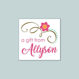 Flower Doodle - Personalized Square Gift Sticker - The Note House