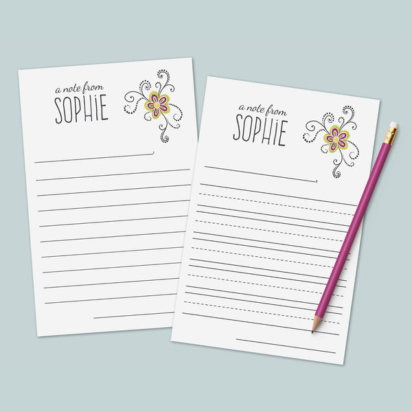 Flower - Personalized Lined Letter Writing Stationery - The Note House