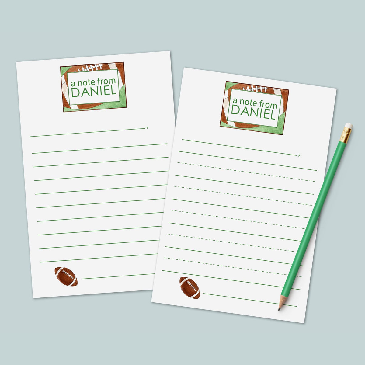 Football - Personalized Lined Letter Writing Stationery - The Note House