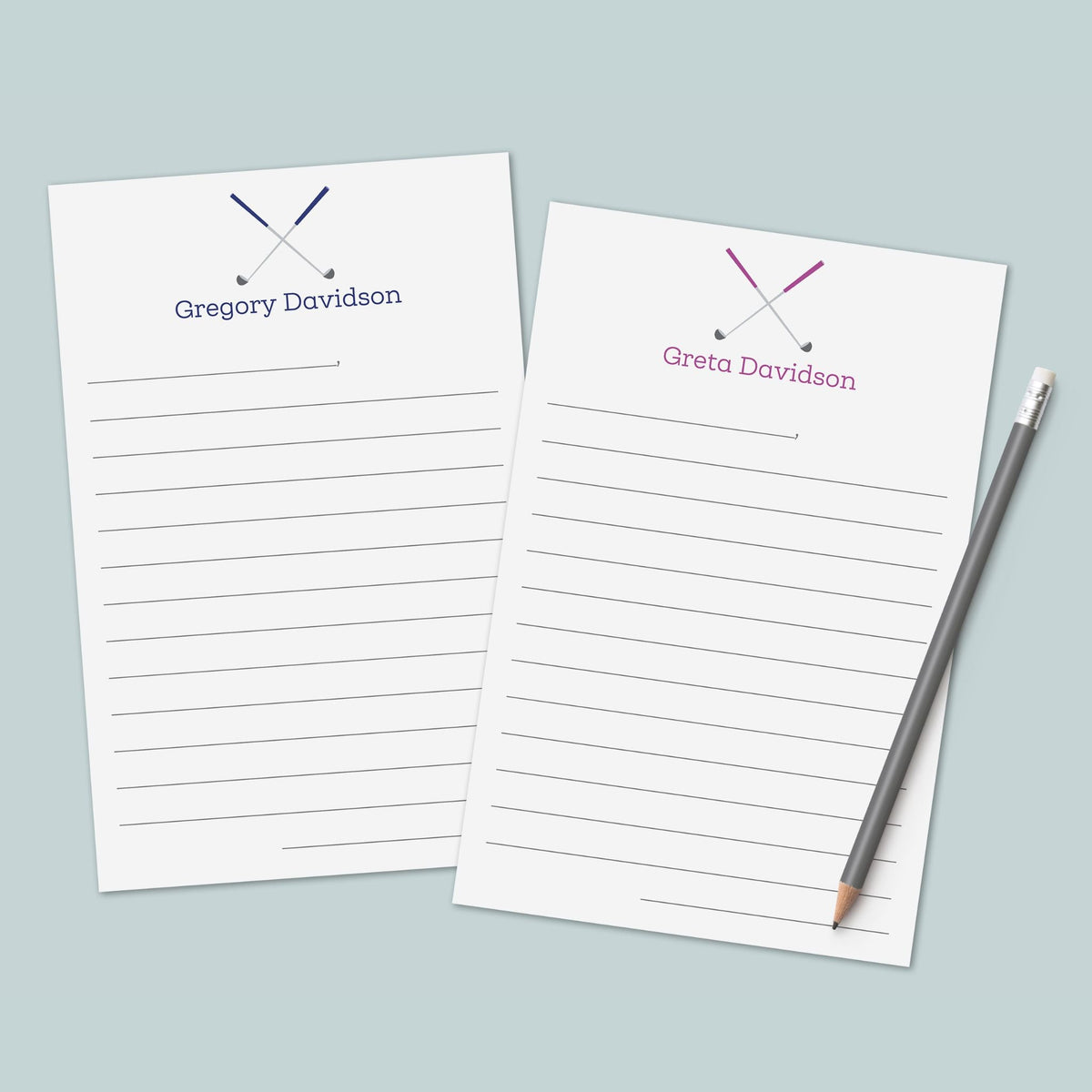 Golf - Personalized Lined Letter Writing Stationery - The Note House