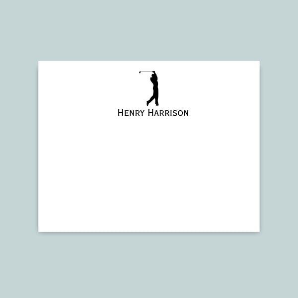 Golfer - Personalized Flat Note Card - The Note House