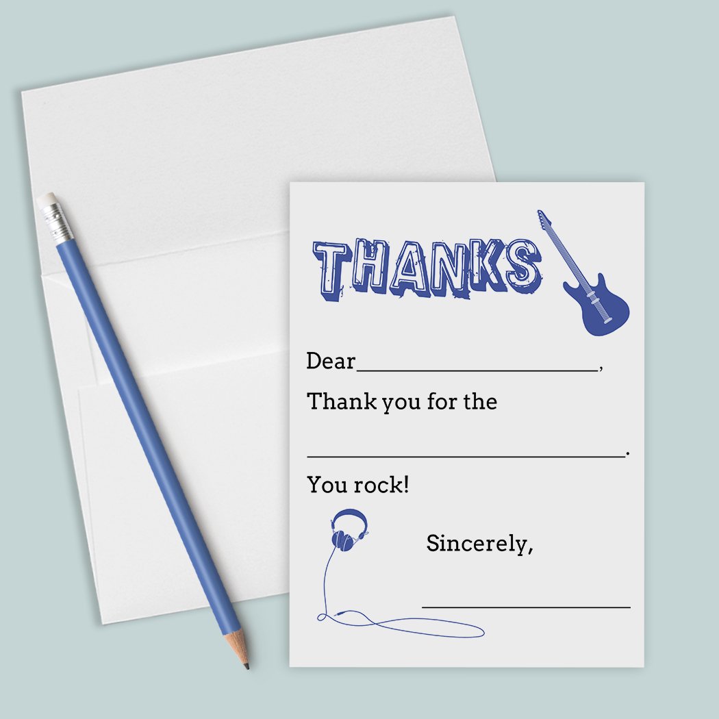 Guitar - Fill-in-the-Blank Thank You Cards - The Note House