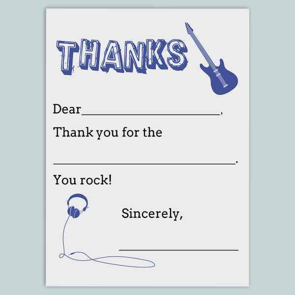 Guitar - Fill-in-the-Blank Thank You Cards - The Note House