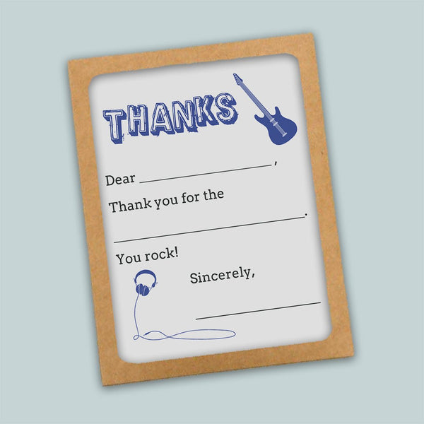Guitar - Fill-in-the-Blank Thank You Cards - The Note House