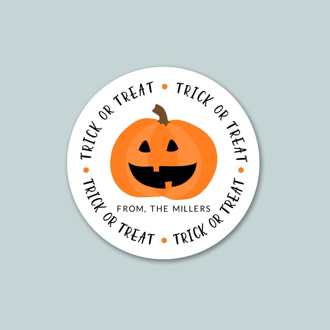 Halloween Pumpkin - Personalized Round Gift Sticker - The Note House