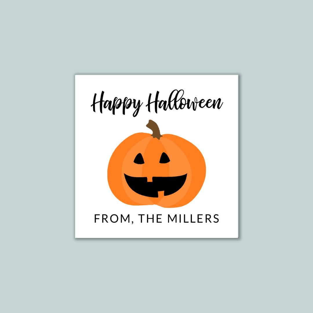 Halloween Pumpkin - Personalized Square Gift Sticker - The Note House