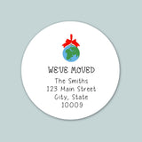Hanging Globe Ornament - We've Moved Round Address Label - The Note House