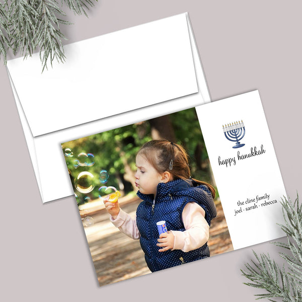 Hanukkah Menorah - Personalized Photo Card - The Note House