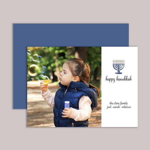 Hanukkah Menorah - Personalized Photo Card - The Note House