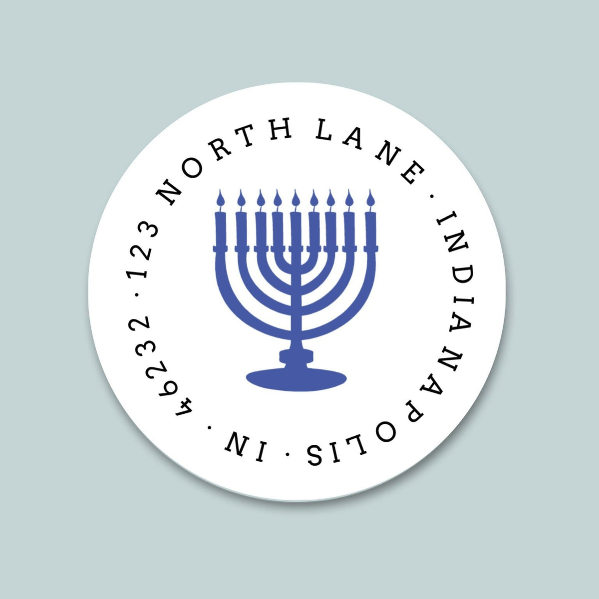 Hanukkah Menorah - Round Address Label - The Note House