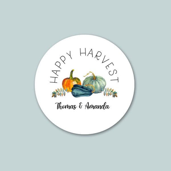 Harvest Pumpkins - Personalized Round Gift Sticker - The Note House