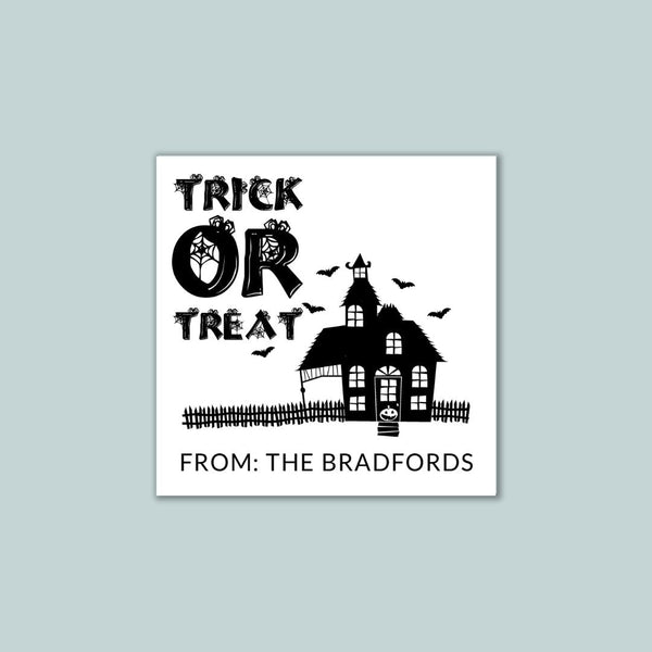 Haunted House - Personalized Square Gift Sticker - The Note House