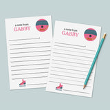 Hockey Pink - Personalized Lined Letter Writing Stationery - The Note House