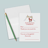 Holiday Reindeer - Personalized Fill-in-the-Blank Thank You Cards - The Note House