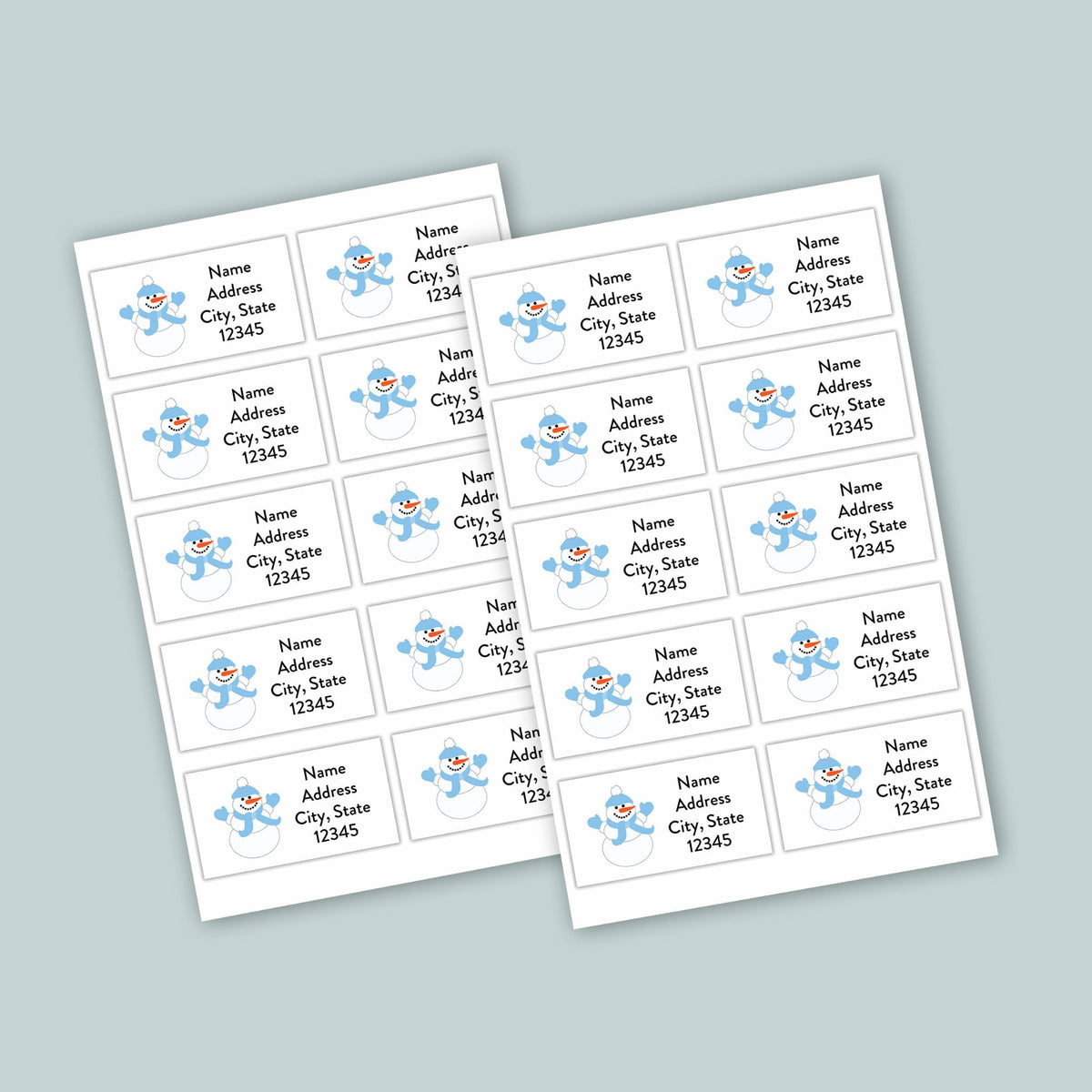 Holiday Snowman Blue - Personalized Fill-in Letter Template - The Note House