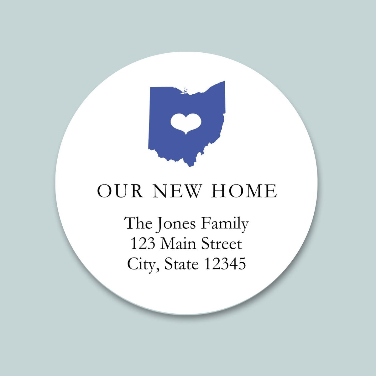 Home Sweet Home State - We've Moved Round Address Label - The Note House