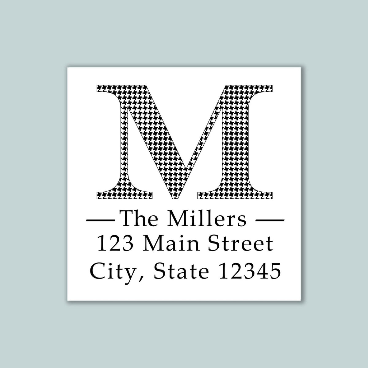 Houndstooth Initial - Address Label - The Note House
