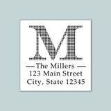 Houndstooth Initial - Address Label - The Note House