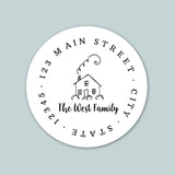 House with Chimney - Round Address Label - The Note House