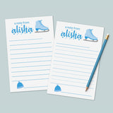 Ice Skating - Personalized Lined Letter Writing Stationery - The Note House