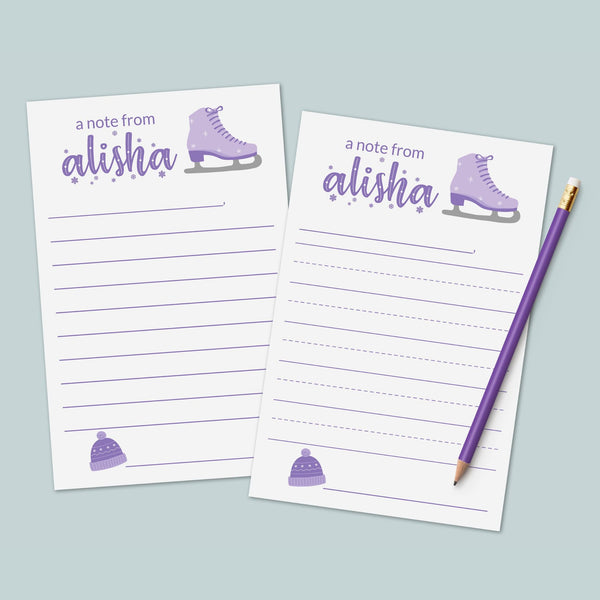 Ice Skating - Personalized Lined Letter Writing Stationery - The Note House