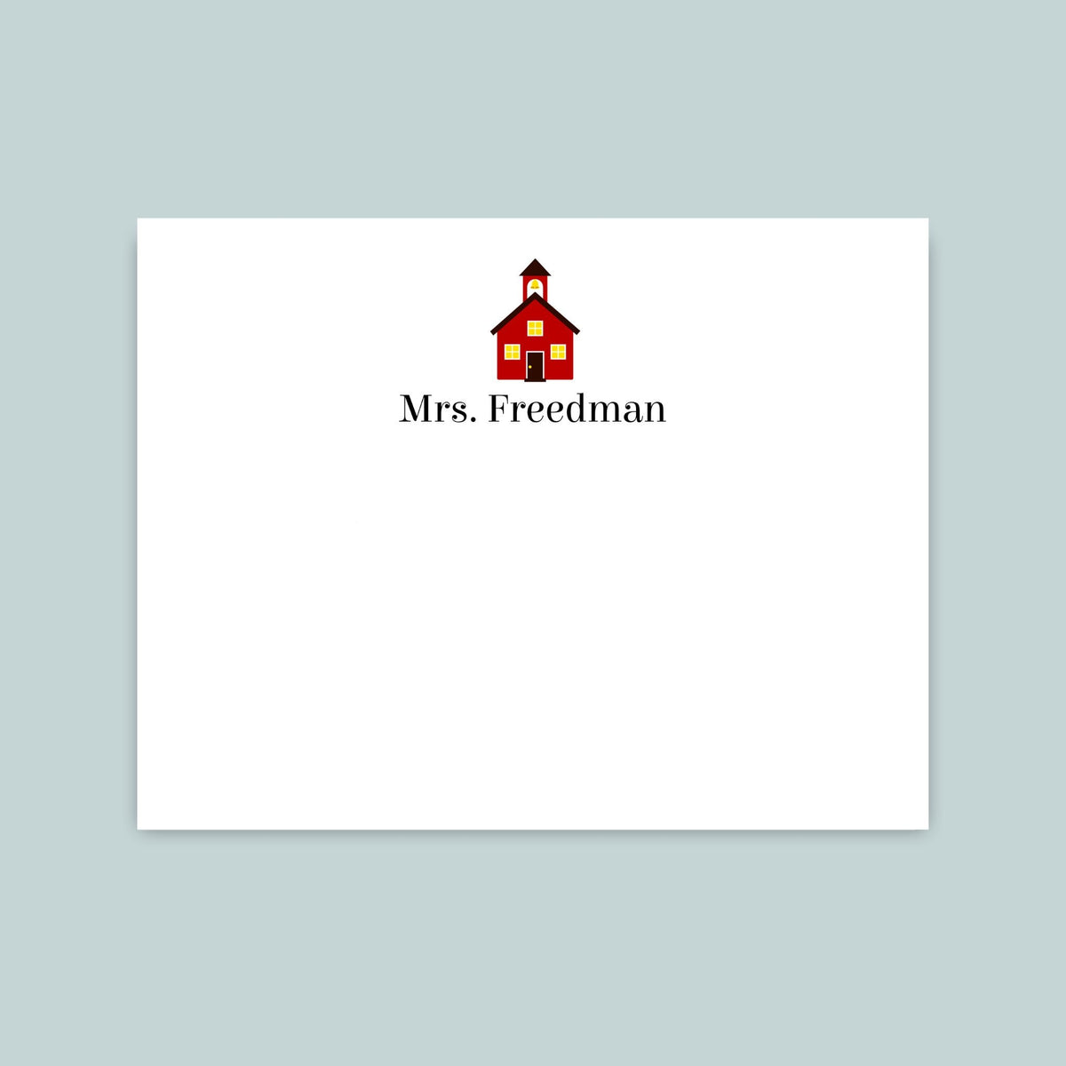 Little Red Schoolhouse - Personalized Flat Note Card - The Note House