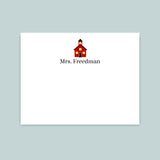 Little Red Schoolhouse - Personalized Flat Note Card - The Note House