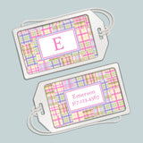 Madras Plaid - Pink and Purple - Personalized Acrylic Luggage Tag - The Note House