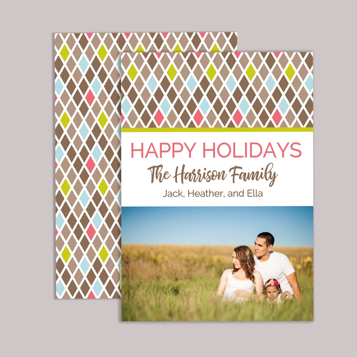Modern Argyle - Personalized Photo Card - The Note House