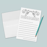 Monkeys - Personalized Lined Coloring Stationery - The Note House