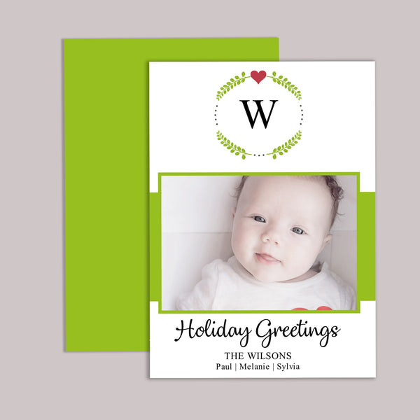 Monogram Wreath - Personalized Photo Card - The Note House