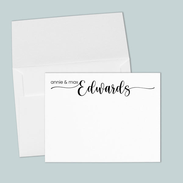 Newlywed Calligraphy Script - Personalized Flat Note Card - The Note House
