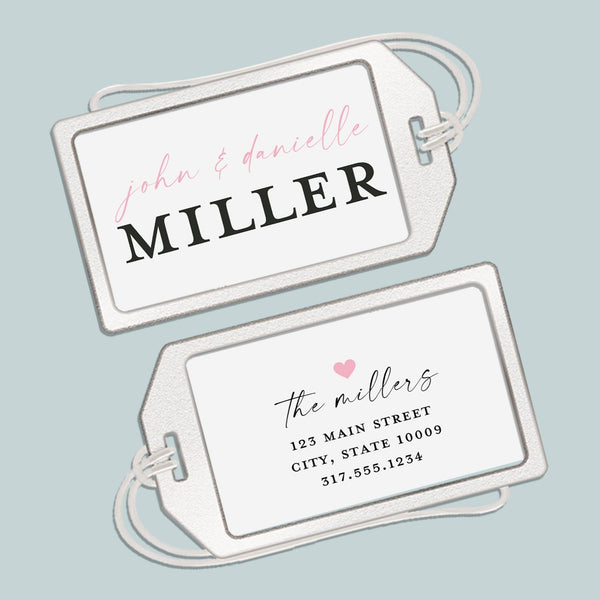 Newlyweds Personalized Acrylic Luggage Tag with Loop - Personalized ID Tag - The Note House