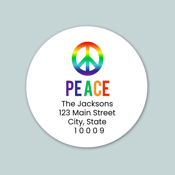 Peace and Rainbows - Round Address Label - The Note House