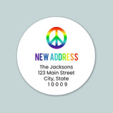 Peace and Rainbows - We've Moved Round Address Label - The Note House