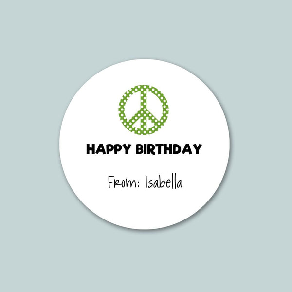 Peace Sign - Personalized Round Gift Sticker - The Note House