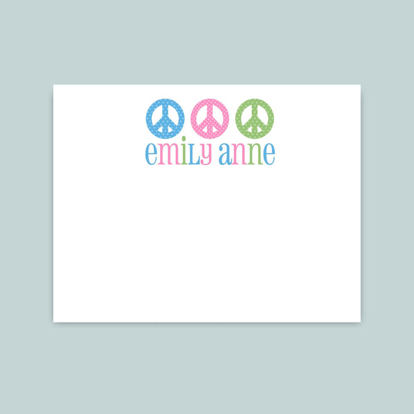 Peace Signs - Personalized Flat Note Card - The Note House