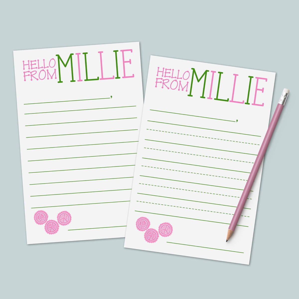 Peace Signs - Personalized Lined Letter Writing Stationery - The Note House