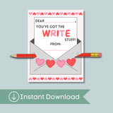 Pencil - Classroom Valentine's Day Cards - Printable Instant Download - The Note House