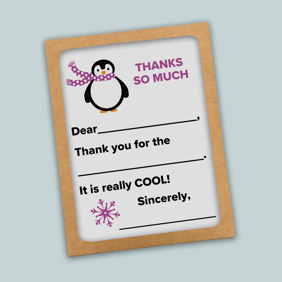 Penguin - Fill-in-the-Blank Thank You Cards - The Note House