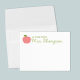 Pink Apple - Personalized Flat Note Card - The Note House