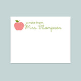 Pink Apple - Personalized Flat Note Card - The Note House