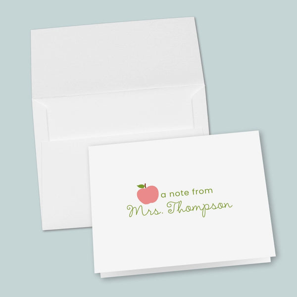 Pink Apple - Personalized Folded Note Card - The Note House