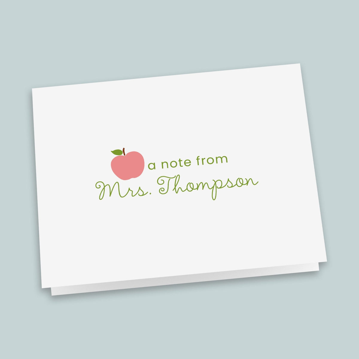 Pink Apple - Personalized Folded Note Card - The Note House